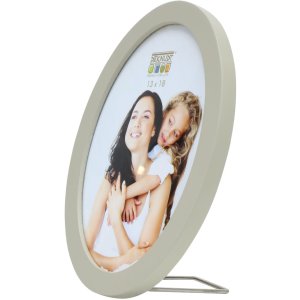 S67YV photo frame grey wood 20 cm round