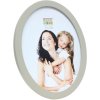 S67YV photo frame grey wood 20 cm round