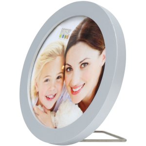 S67YD photo frame silver wood 10 cm round