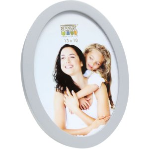 S67YD photo frame silver wood 13 cm round