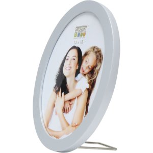 S67YD photo frame silver wood 13 cm round