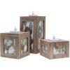 S67TQ tea light holder grey wood, size: 9 x 25 x 16 cm