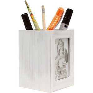 S67TP penholder white wood, size: 10 x 11 x 10 cm