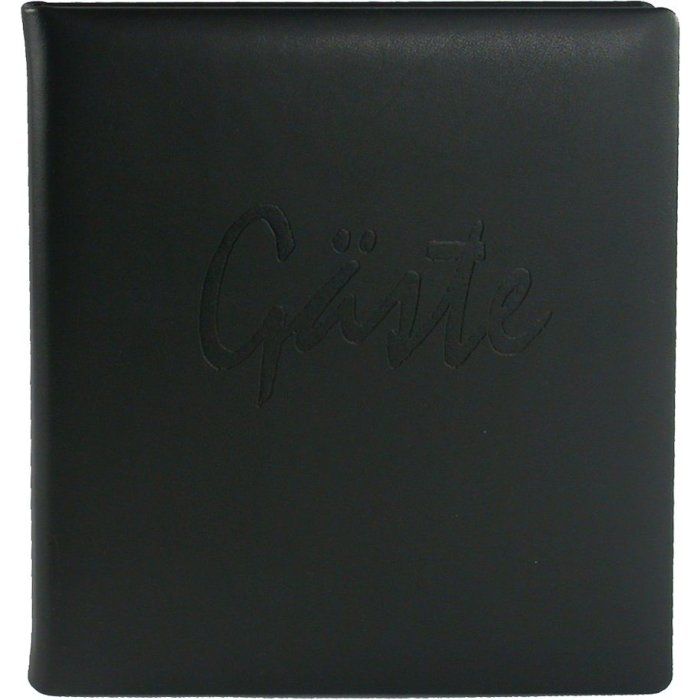 Guestbook AKOLA leather black silver cut