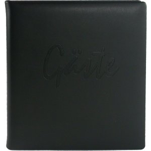 Guestbook AKOLA leather black silver cut