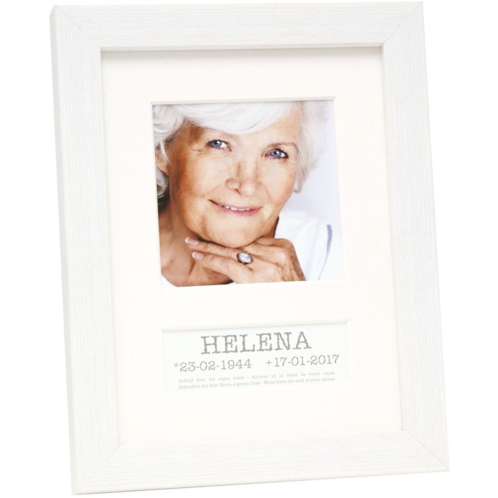 picture frame with text field white resin 9,0 x9,0 cm