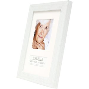 picture frame with text field white resin 9,0 x9,0 cm