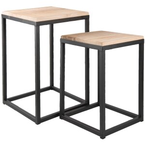 set of 2 side tables 36x36x52 cm black/natural - 6Y2510...