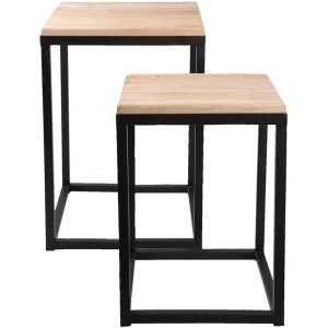 set of 2 side tables 36x36x52 cm black/natural - 6Y2510...