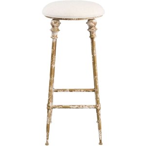 Clayre & Eef stool 34x78 cm brown/white