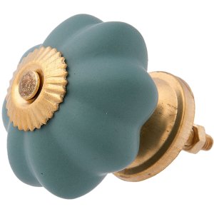 furniture knob 4x4 cm - green/gold