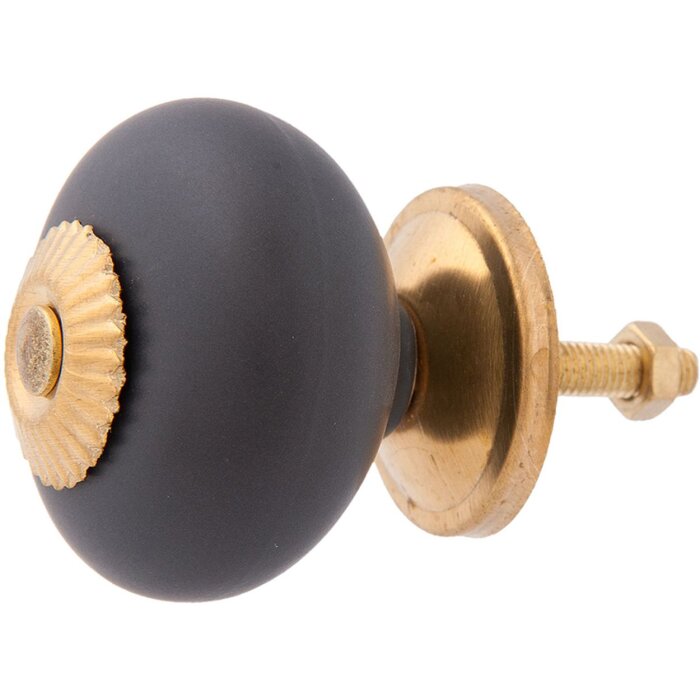 furniture knob 4x4 cm - anthracite/gold