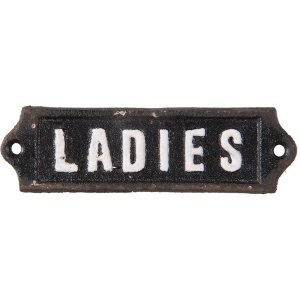 text plate Ladies 15x3 cm in black/white