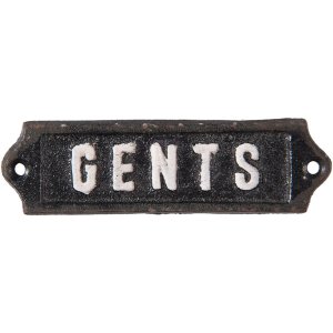 text plate Gents 15x3 cm in black/white