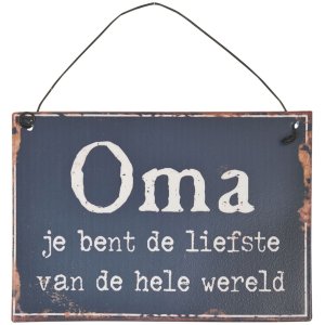 text plate Oma 17x10 cm in shabby black