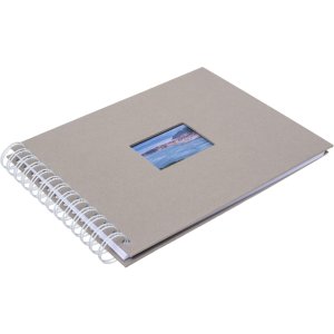 Spiral album BULDANA taupe ribbed - white pages