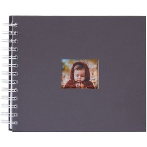 Spiral album BULDANA slate ribbed - white pages