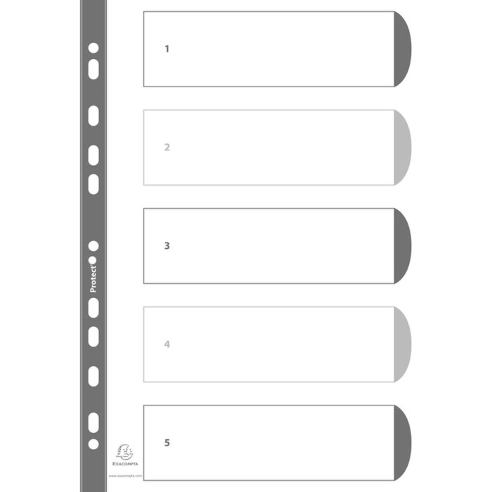 Register printed numerically, white cardboard 160g, 10 tabs - A4