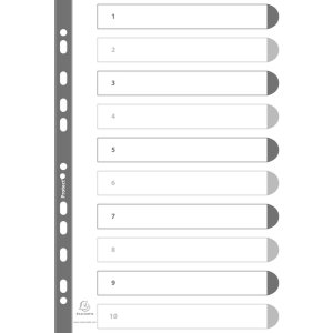 Register printed numerically, white cardboard 160g, 10...