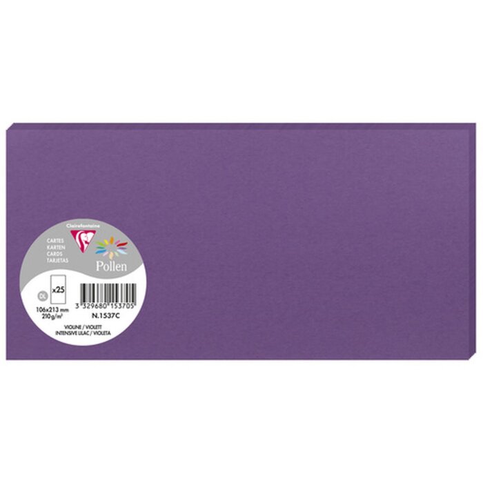 Pack 25 Cards Pollen, DL 106x213mm, 210g - Purple