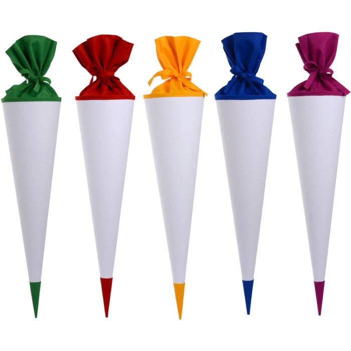 blank school cornet white with coloured closure