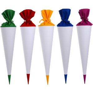 blank school cornet white with coloured closure