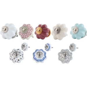 furniture knob flower shape 4 cm - different designs