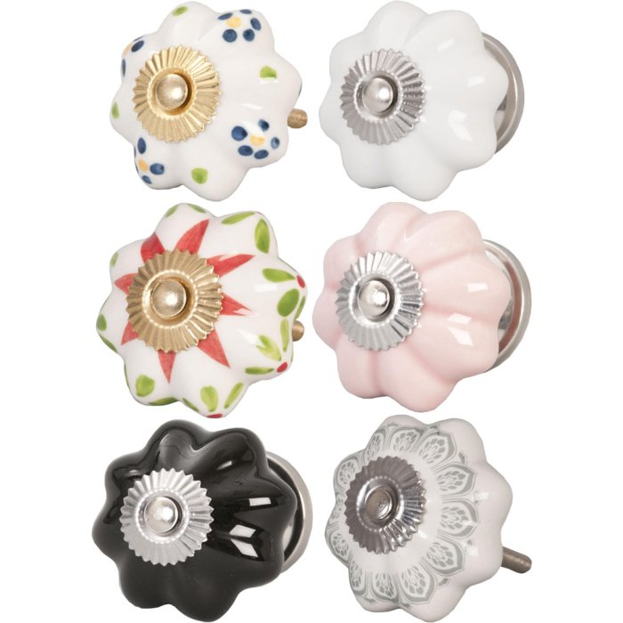 furniture knob flower shape 4,5 cm - different designs