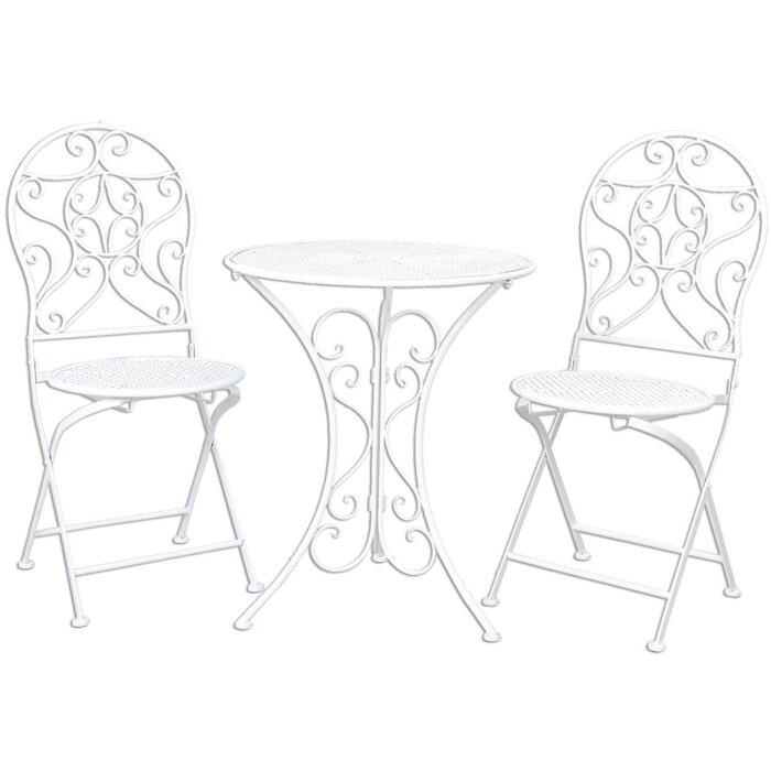 Table + 2x Chair Clayre & Eef 5Y0190 - Ø 60x70 - 2x Ø 40x40x92 cm white