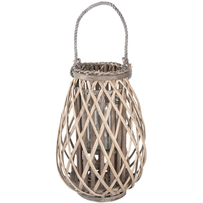 Lantern Clayre & Eef 6RO0386M - Ø 27x40 cm brown - gray