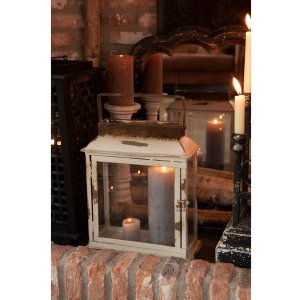 Lantern Clayre & Eef 6Y2589S - 25x12x30 cm distressed white