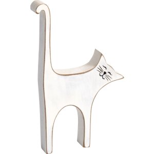 Deco figure cat, white, height 17 cm