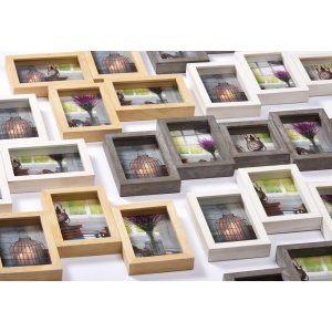 Gallery frame Rustic 3 photos 10x15 cm gray