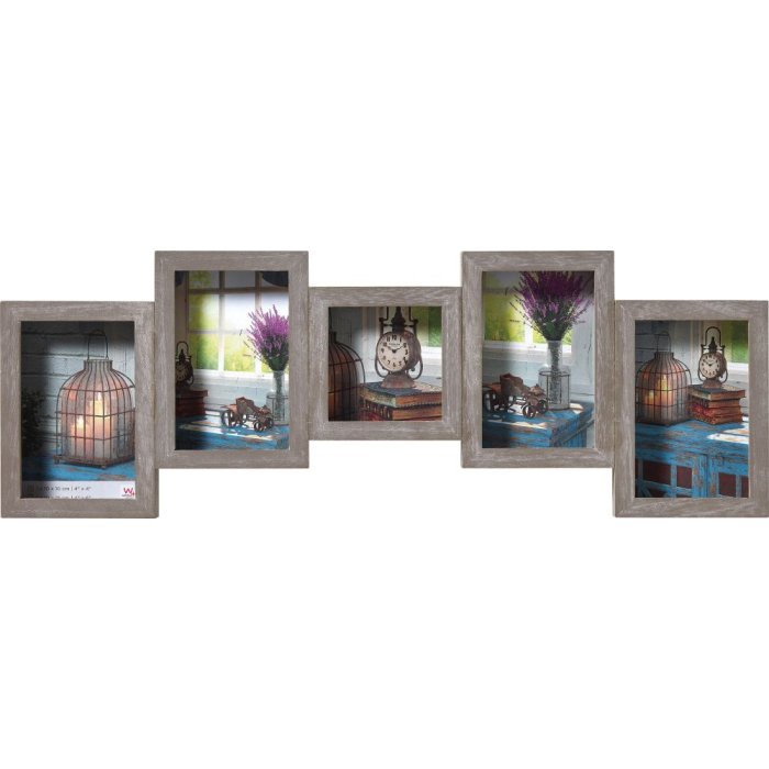 Gallery frame Rustic 4 photos 10x15 cm and 10x10 cm gray