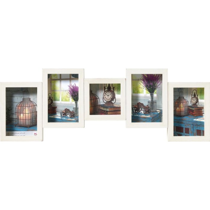 Gallery frame Rustic 4 photos 10x15 cm and 10x10 cm white