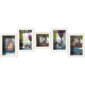 Gallery frame Rustic 4 photos 10x15 cm and 10x10 cm white