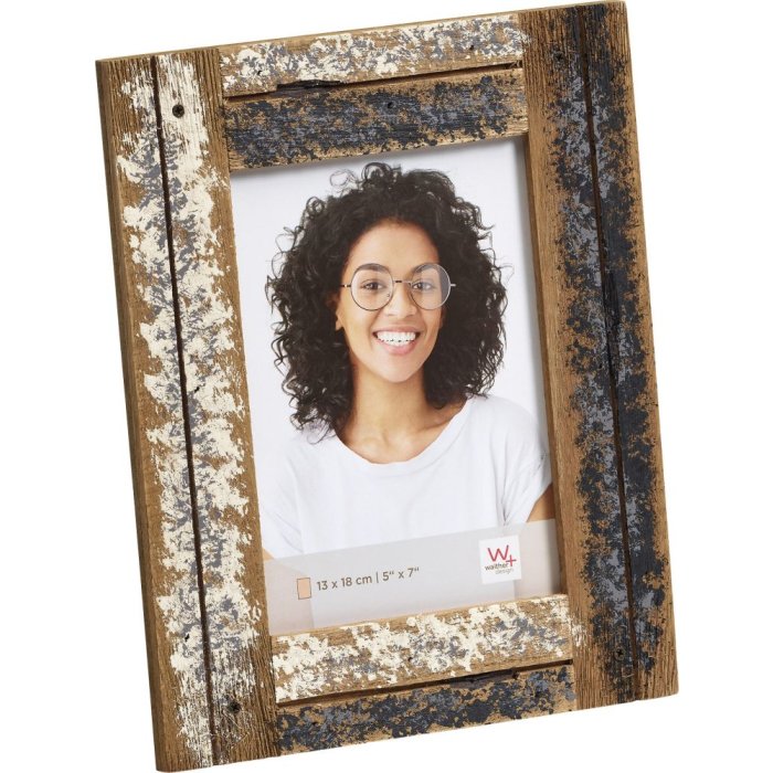 Wooden photo frame Dupla 13x18 cm cream-blue