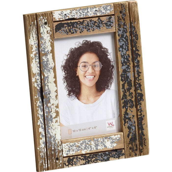 Wooden photo frame Dupla 10x15 cm cream-blue