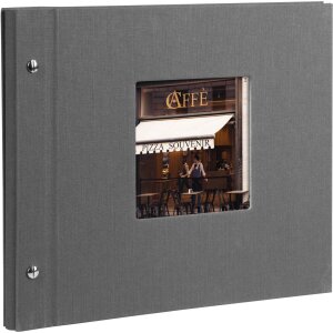 screw bound album Bella Vista gray 30x25 cm black sides