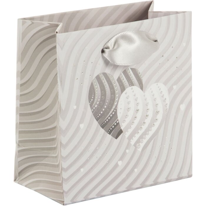 Gift bag Silver Hearts 10 x 5 cm