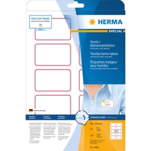 Herma SPECIAL Name/textile labels removable A4, 80,0 x...