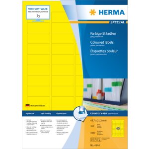 Herma SPECIAL Coloured labels A4, 45,7 x 21,2 mm, yellow,...