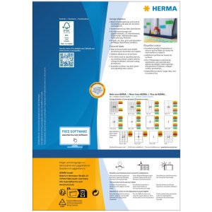 Herma SPECIAL Coloured labels A4, 105 x 42,3 mm, blue, permanent adhesion