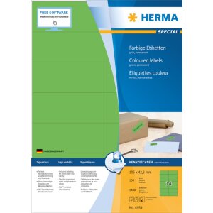 Herma SPECIAL Coloured labels A4, 105 x 42,3 mm, green,...