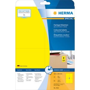 Herma SPECIAL Coloured labels A4, 105 x 148  mm, yellow,...