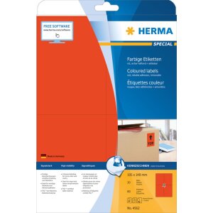 Herma SPECIAL Coloured labels A4, 105 x 148  mm, red,...