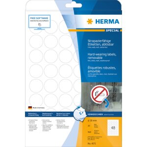 Herma SPECIAL Weatherproof film labels A4, Ø 30...