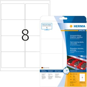 Herma SPECIAL Weatherproof film labels A4, 99,1 x 67 mm, white, extremely strong adhesion, removable