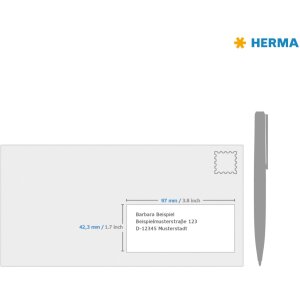 Herma SPECIAL Transparent film labels, matt A4, 97 x 42,3 mm, weatherproof, permanent adhesion