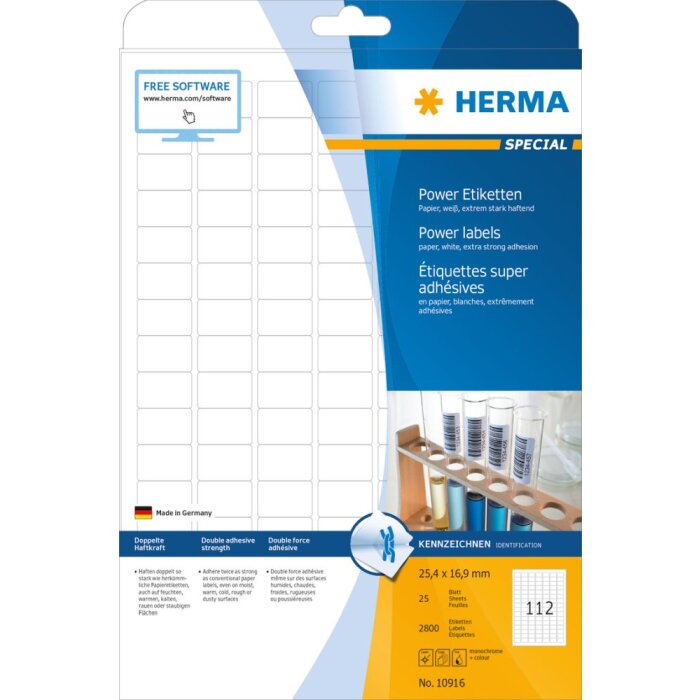 Herma SPECIAL Power labels, with strong adhesion A4, 25,4 x 16,9 mm, made of paper